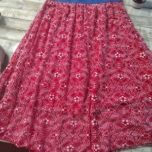 LuLaRoe Red Floral Lace A-Line Skirt